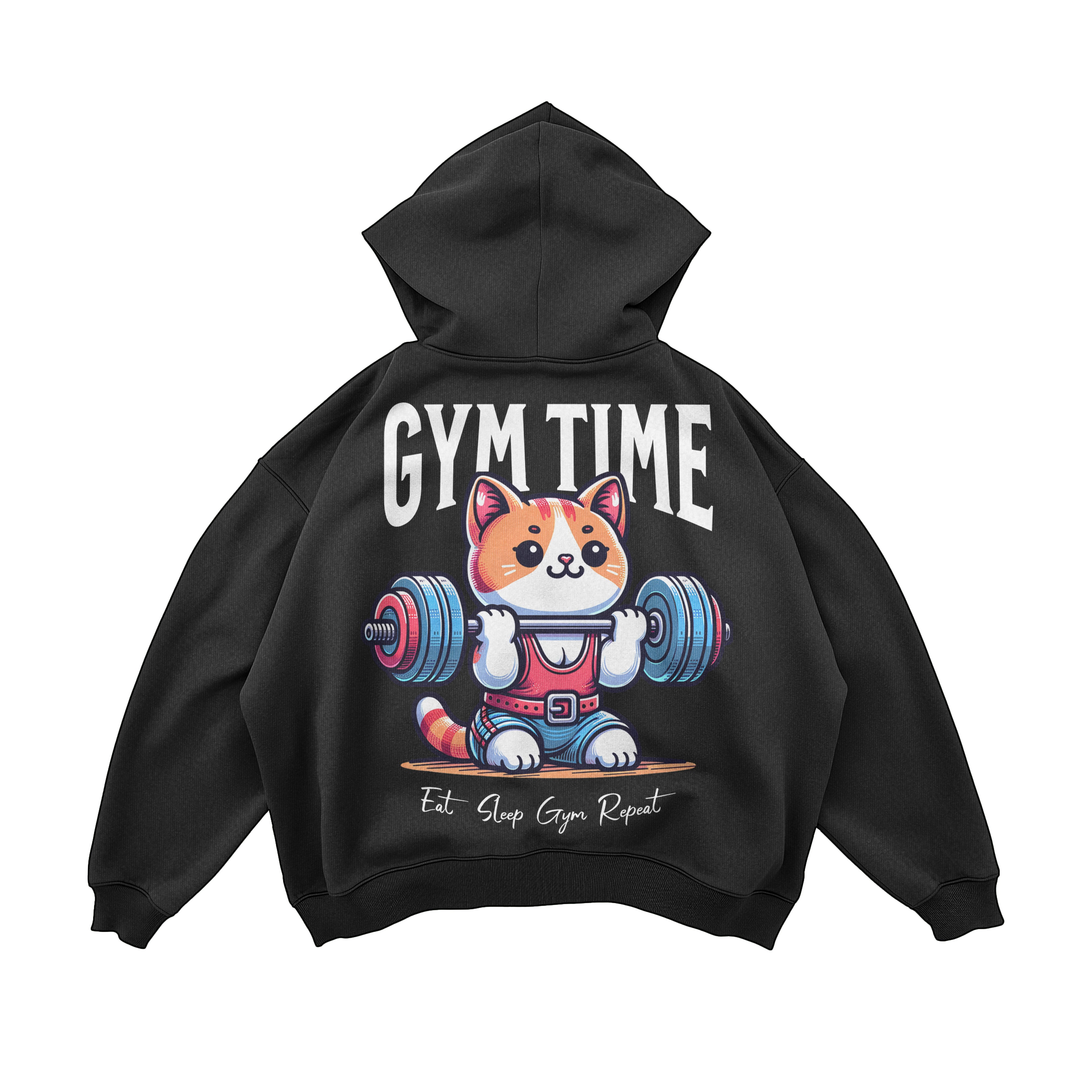 Gym Time Cat Oversize Hoodie